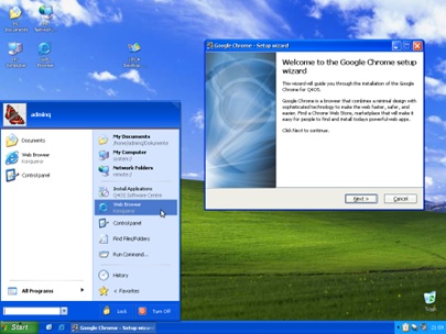 Bureau de O4OS avec le thème Windows XP